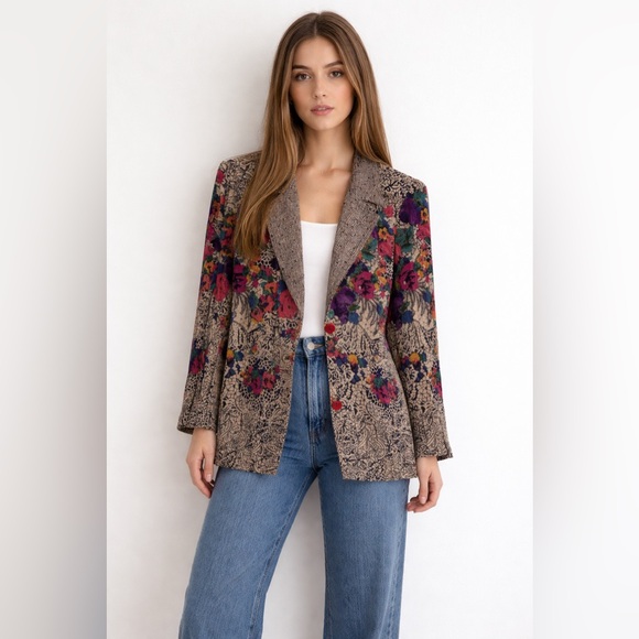 Carole Little Jackets & Blazers - SALE 90s Floral Blazer Jacket Vintage Fairy Cottagecore 80s Carole Little Casual